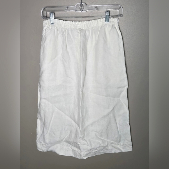 Vintage Nancy Heller 100% Linen Quiet Luxury Pocket Midi Skirt, Size 2 - Picture 1 of 4